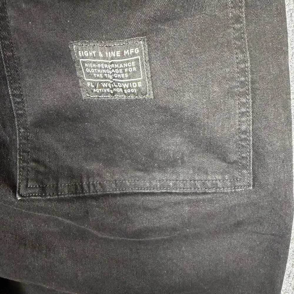 8&9 MFG Mens Cargo Pants Size 38(36x32) Black Vintage Wash Tactical Strap Detail